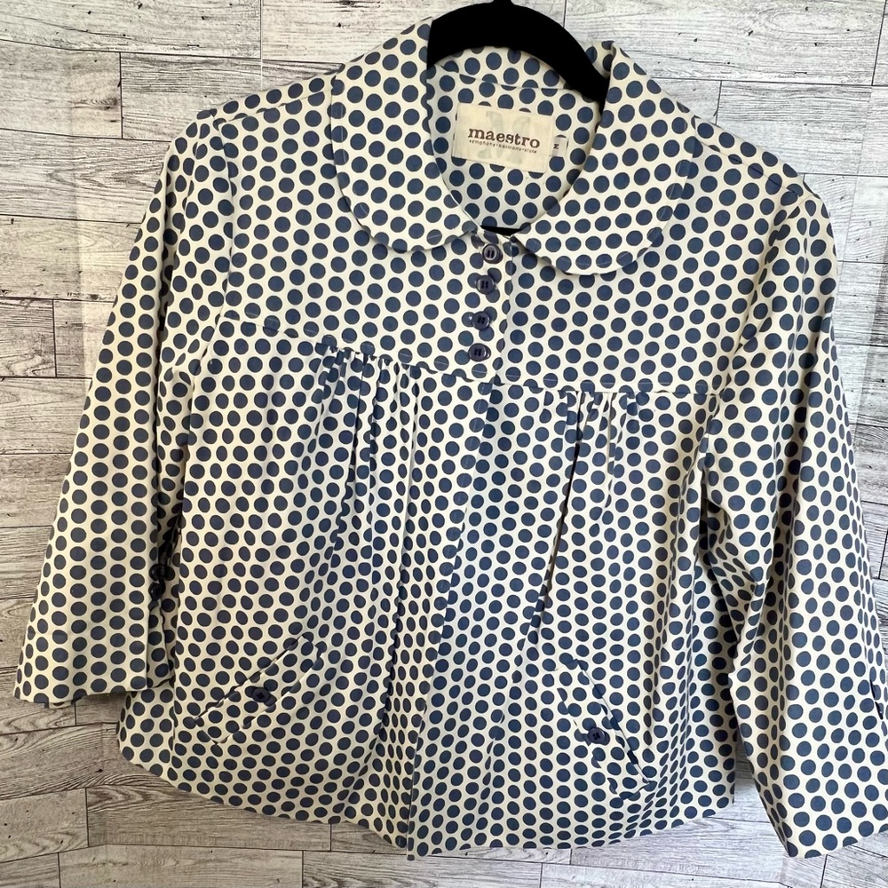 Maestro  Polka-Dot Jacket w/ Large Yellow Dots‎ Inside- Buttons at Top (Size M)